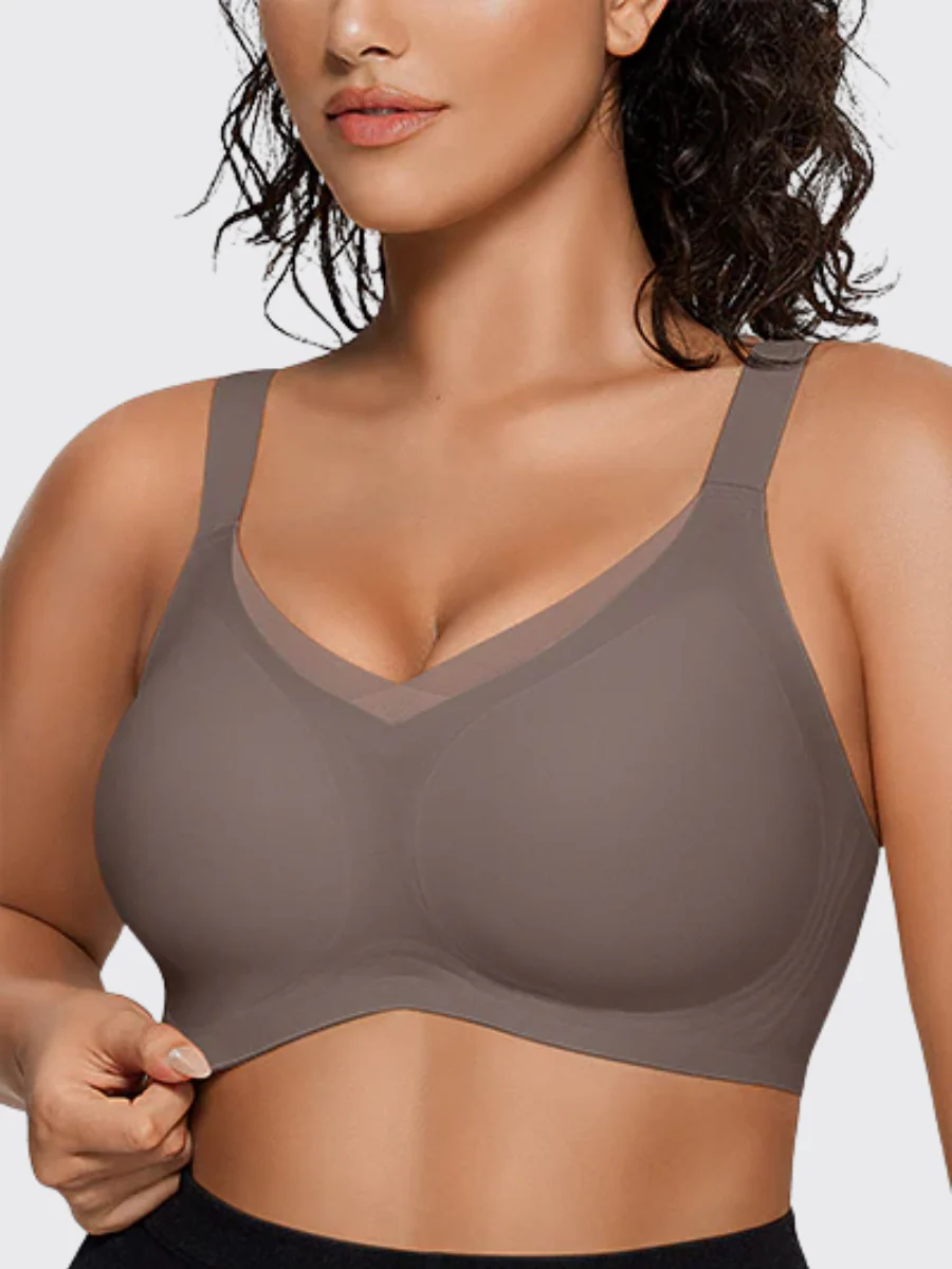 Wireless V-Neck Mesh Push-Up Bra - Image 11
