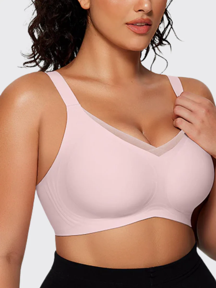 Wireless V-Neck Mesh Push-Up Bra - Image 9